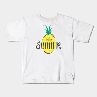 Hello Summer With Pineapple Kids T-Shirt